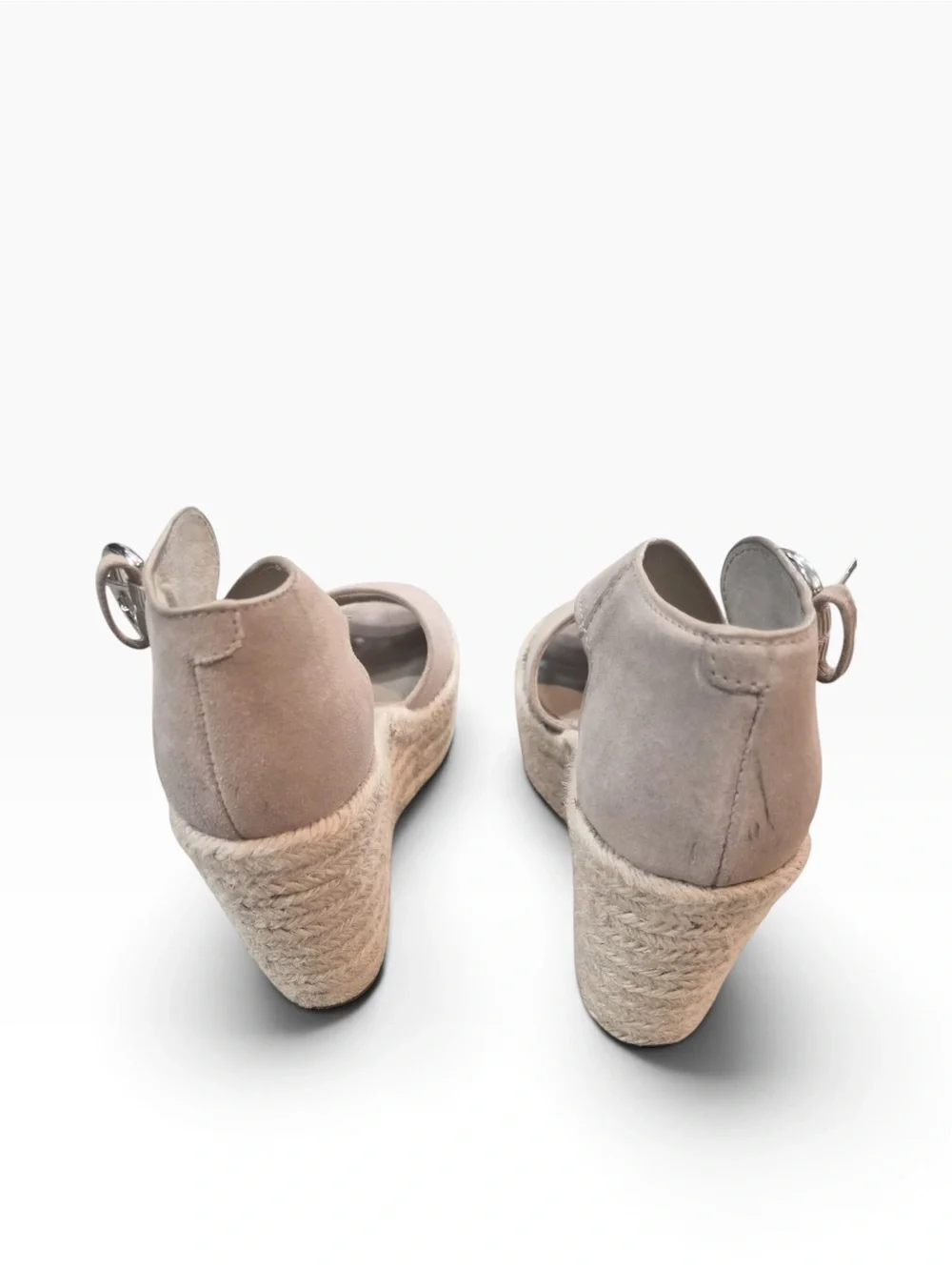 Marc Fisher Suede Espadrille Wedge Sandals in Light Taupe | Size 8.5